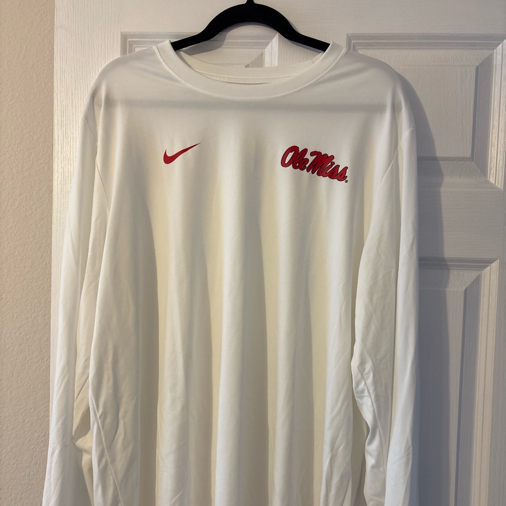 Nike Ole Miss White Dri Fit Long Sleeve Tee